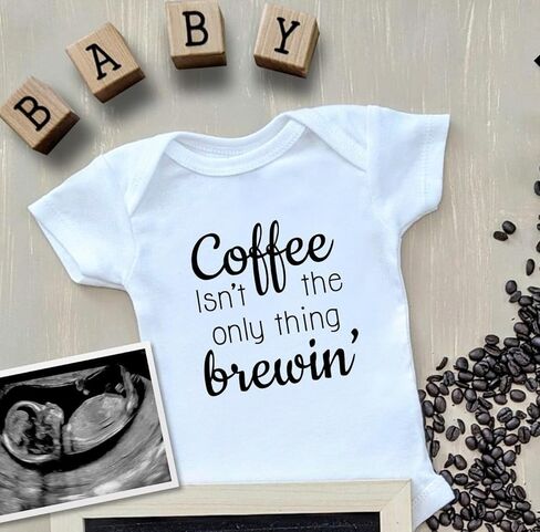 الوقت لتسرب الفاصوليا إعلان الحمل ارتداءها حبوب القهوة تكشف رومبير هدية دش الرضع (0-6 أشهر، طباعة الرسالة - ارتداءها قصيرة الأكمام) in Kuwait