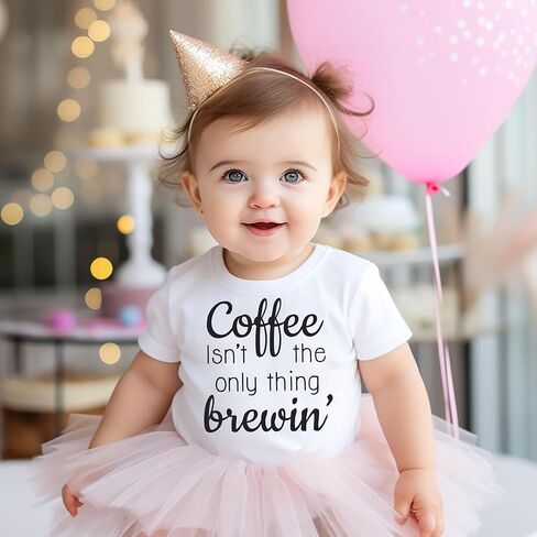 الوقت لتسرب الفاصوليا إعلان الحمل ارتداءها حبوب القهوة تكشف رومبير هدية دش الرضع (0-6 أشهر، طباعة الرسالة - ارتداءها قصيرة الأكمام) in Kuwait