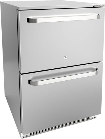 24 Inch Outdoor Drawer Beverage Refrigerator, 186 Can Outdoor Drawer Beverage Cooler with Dual Mode Lock, 5.47 cu. ft. Drawer Refrigerator for Patio, 26-50°F, SUS304, ETL & NSF7 Certified in Saudi Arabia
