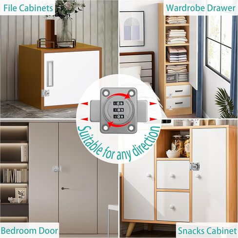 Cabinet Door Password Lock Mechanical Keyless Combination Cabinet Lock Cabinet Password Latch Rotary Drawers Lock for One-Way Door Office File Storage Closet Cabinet（Black） in Saudi Arabia