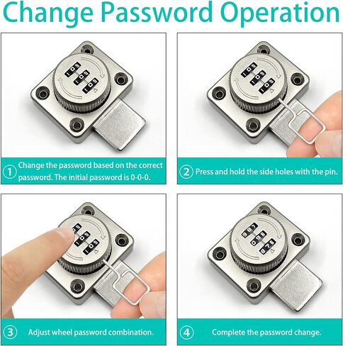 Cabinet Door Password Lock Mechanical Keyless Combination Cabinet Lock Cabinet Password Latch Rotary Drawers Lock for One-Way Door Office File Storage Closet Cabinet（Black） in Saudi Arabia