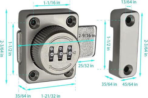 Cabinet Door Password Lock Mechanical Keyless Combination Cabinet Lock Cabinet Password Latch Rotary Drawers Lock for One-Way Door Office File Storage Closet Cabinet（Black） in Saudi Arabia