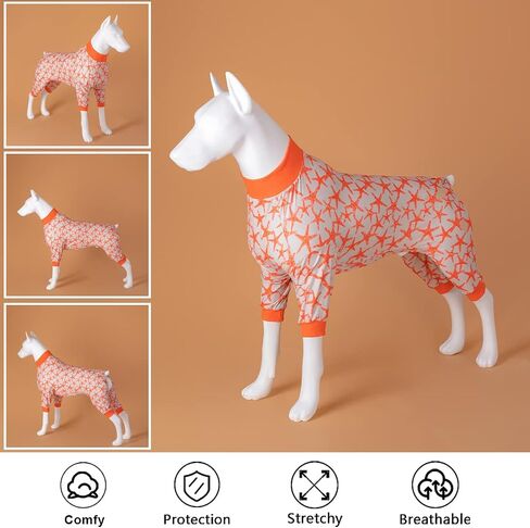 LovinPet كلب كبير PJS، حماية من الأشعة فوق البنفسجية، نيسيس الكلب لتخفيف قلق الحيوانات الأليفة، مريح للتنفس، أسماك القرش الزرقاء المطبوعة ملابس الكلاب مثل بدلة استعادة جراحة الكلاب السفلية لسترة الكلب XXL in Saudi Arabia