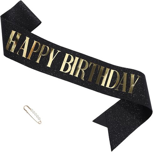 وشاح "Happy Birthday" مع دبوس كمثرى للنساء والفتيات، إكسسوارات شعر لحفلات الزفاف (فضي 1) in Saudi Arabia