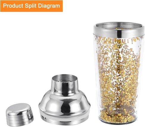 uxcell 16oz(450ml) خلاط كوكتيل بلاستيكي مع مصفاة، زجاجة خلط كوكتيل من الفولاذ المقاوم للصدأ علوية من الفولاذ المقاوم للصدأ لبار الحفلات المنزلية للاستخدام المنزلي، أداة خلط بار النبيذ، وردي in Saudi Arabia