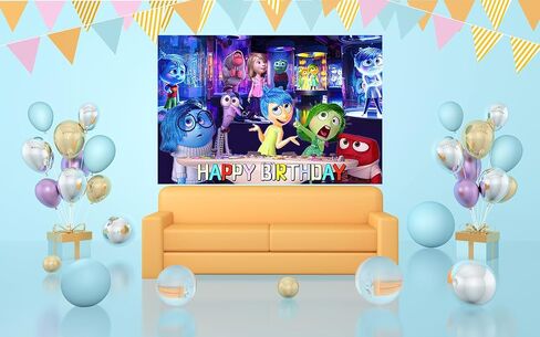Colorful Backdrop for Birthday Party Supplies 5x3ft Inside Out 2 Theme Banner for Party Cake Table Decorations Birthday Banner in Saudi Arabia