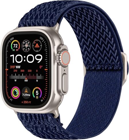 سوار رياضي من النايلون متوافق مع Apple Watch Ultra 2/Ultra Band، متوافق مع أحزمة ساعة Apple للرجال 49 مم 45 مم 44 مم 42 مم، حزام حلقة منفرد قابل للتمدد لسلسلة iWatch 9-1 SE in Kuwait