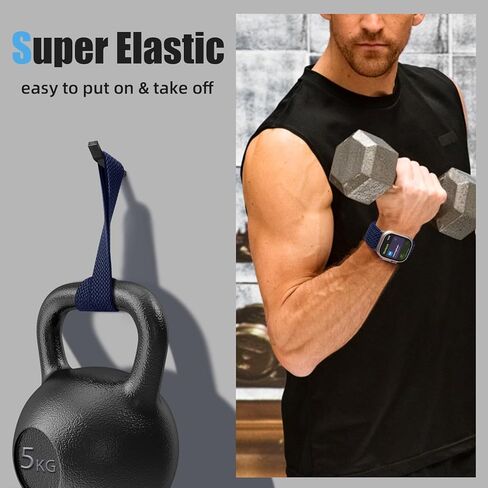 سوار رياضي من النايلون متوافق مع Apple Watch Ultra 2/Ultra Band، متوافق مع أحزمة ساعة Apple للرجال 49 مم 45 مم 44 مم 42 مم، حزام حلقة منفرد قابل للتمدد لسلسلة iWatch 9-1 SE in Kuwait