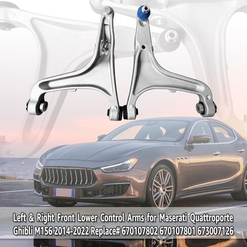 670107802 670107801 أذرع التحكم الأمامية اليسرى واليمنى لمازيراتي كواتروبورتي جيبلي M156 2014-2022 استبدال # 670107802 670107801 673007126 in Kuwait