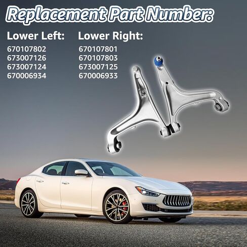 670107802 670107801 أذرع التحكم الأمامية اليسرى واليمنى لمازيراتي كواتروبورتي جيبلي M156 2014-2022 استبدال # 670107802 670107801 673007126 in Kuwait