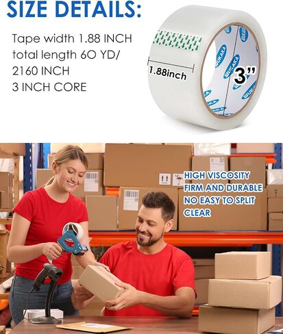 Packing Tape, 36 Rolls Clear Packing Tape 2 Inches Wide, 60 Yards Per Roll, for Shipping Tape, Packaging Tape, Moving Tape & Sealing Tape. in Saudi Arabia