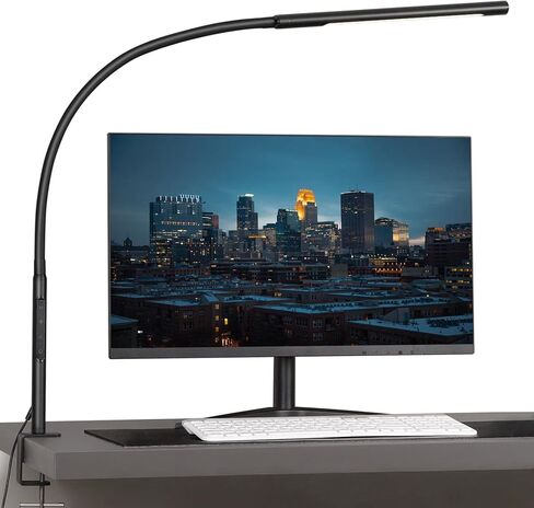 Eye-Caring Desk Lamp, Gooseneck Lamp with Clamp, Swing Arm Desk Light, Adjustable Brightness & Color Temperatures, Memory & Timer Function, Clip on Desk Lamp for Home Office, 12W, White in Saudi Arabia