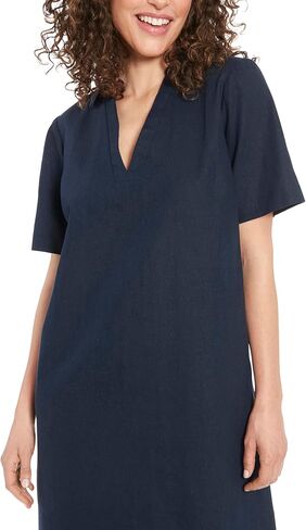 London Times Women's Linen Maxi, Collared V-Neck and Slits | Versatile Summer and Casual Dresses in Kuwait