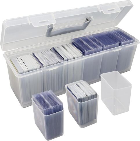 Trading Card Storage Box, Top loader Storage Box with Handle, Plastic Baseball Card Storage Box Set of 7, Clear Sports Cards Holder Playing Card Case, Large for 180+ Toploaders or 1000+ Cards in Saudi Arabia