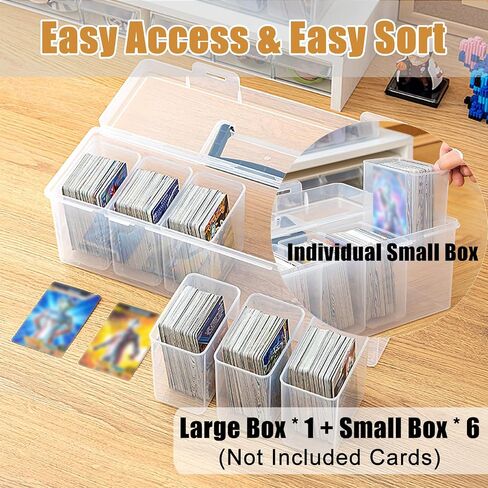 Trading Card Storage Box, Top loader Storage Box with Handle, Plastic Baseball Card Storage Box Set of 7, Clear Sports Cards Holder Playing Card Case, Large for 180+ Toploaders or 1000+ Cards in Saudi Arabia
