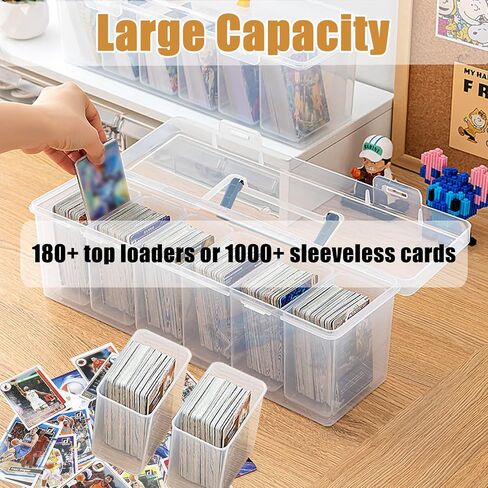 Trading Card Storage Box, Top loader Storage Box with Handle, Plastic Baseball Card Storage Box Set of 7, Clear Sports Cards Holder Playing Card Case, Large for 180+ Toploaders or 1000+ Cards in Saudi Arabia