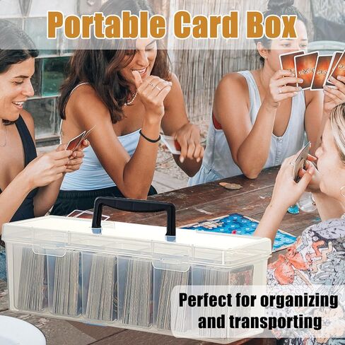 Trading Card Storage Box, Top loader Storage Box with Handle, Plastic Baseball Card Storage Box Set of 7, Clear Sports Cards Holder Playing Card Case, Large for 180+ Toploaders or 1000+ Cards in Saudi Arabia