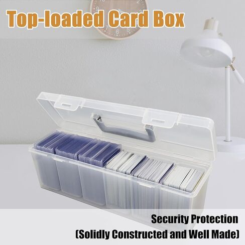 Trading Card Storage Box, Top loader Storage Box with Handle, Plastic Baseball Card Storage Box Set of 7, Clear Sports Cards Holder Playing Card Case, Large for 180+ Toploaders or 1000+ Cards in Saudi Arabia