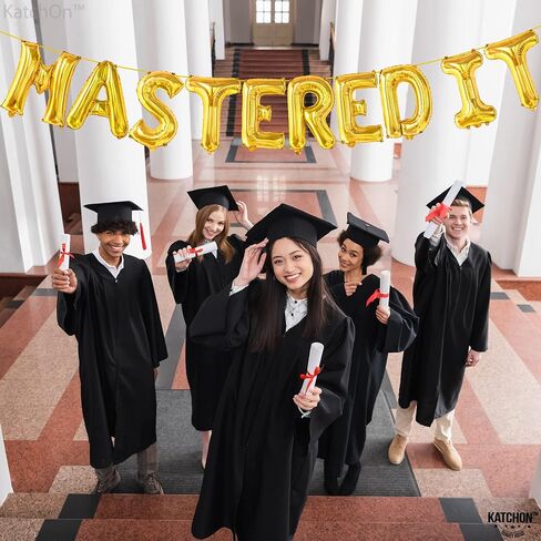 KatchOn, Gold Mastered It Balloons - 16 Inch | Gold Graduation Balloons 2024, Masters Degree Graduation Decorations 2024 | She Mastered It Graduation Decorations Class of 2024 | Graduation Party Décor in Saudi Arabia