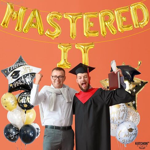 KatchOn, Gold Mastered It Balloons - 16 Inch | Gold Graduation Balloons 2024, Masters Degree Graduation Decorations 2024 | She Mastered It Graduation Decorations Class of 2024 | Graduation Party Décor in Saudi Arabia