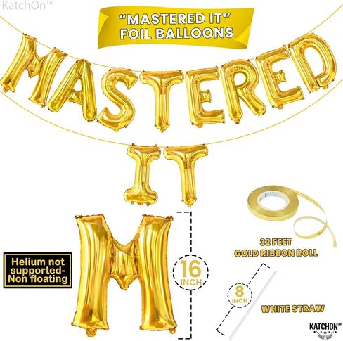 KatchOn, Gold Mastered It Balloons - 16 Inch | Gold Graduation Balloons 2024, Masters Degree Graduation Decorations 2024 | She Mastered It Graduation Decorations Class of 2024 | Graduation Party Décor in Saudi Arabia