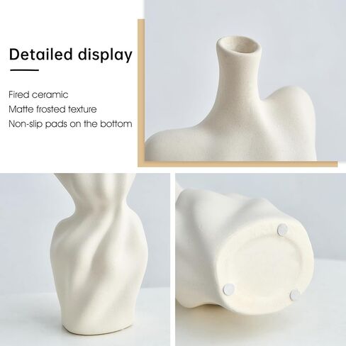 Black Ceramic Abstract Modern Vase: Flower Vase Body Vase Minimalist Female Form Flower Vase Modern Home Decor for Living Room Centerpiece Table Decorations Shelf Decor Unique Gifts in Saudi Arabia