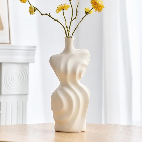 Black Ceramic Abstract Modern Vase: Flower Vase Body Vase Minimalist Female Form Flower Vase Modern Home Decor for Living Room Centerpiece Table Decorations Shelf Decor Unique Gifts in Kuwait