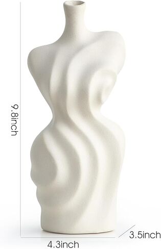 Black Ceramic Abstract Modern Vase: Flower Vase Body Vase Minimalist Female Form Flower Vase Modern Home Decor for Living Room Centerpiece Table Decorations Shelf Decor Unique Gifts in Kuwait