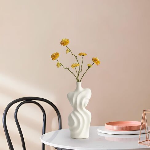 Black Ceramic Abstract Modern Vase: Flower Vase Body Vase Minimalist Female Form Flower Vase Modern Home Decor for Living Room Centerpiece Table Decorations Shelf Decor Unique Gifts in Kuwait