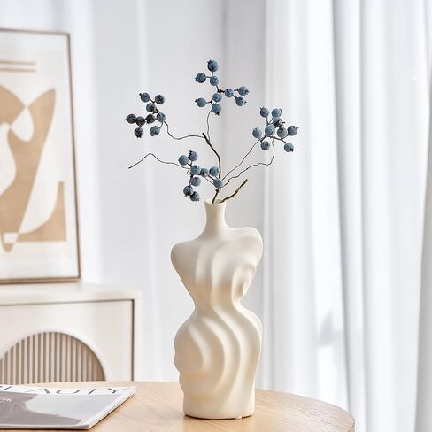 Black Ceramic Abstract Modern Vase: Flower Vase Body Vase Minimalist Female Form Flower Vase Modern Home Decor for Living Room Centerpiece Table Decorations Shelf Decor Unique Gifts in Kuwait