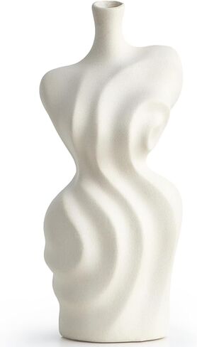 Black Ceramic Abstract Modern Vase: Flower Vase Body Vase Minimalist Female Form Flower Vase Modern Home Decor for Living Room Centerpiece Table Decorations Shelf Decor Unique Gifts in Kuwait