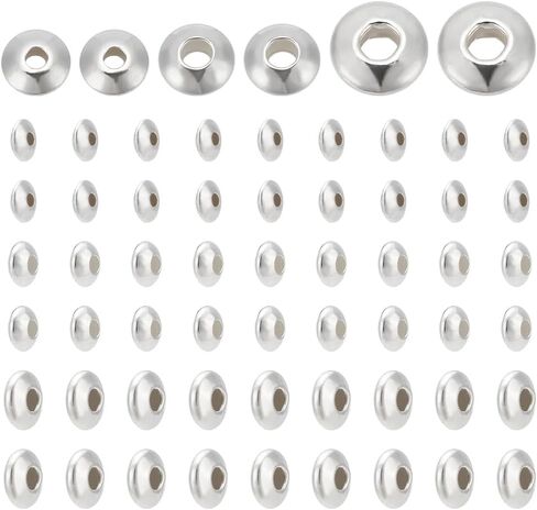 PH PandaHall 60pcs 925 Sterling Silver Spacer Beads, 3 Sizes Flat Round Rondelle Slice Beads 3/4/5x2mm Disc Beads Metal Large Hole Beads for DIY Jewelry Earrings Bracelets Necklace Crafts Making in Saudi Arabia