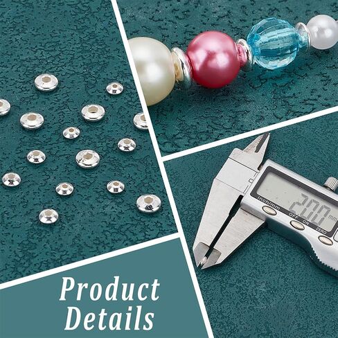 PH PandaHall 60pcs 925 Sterling Silver Spacer Beads, 3 Sizes Flat Round Rondelle Slice Beads 3/4/5x2mm Disc Beads Metal Large Hole Beads for DIY Jewelry Earrings Bracelets Necklace Crafts Making in Saudi Arabia