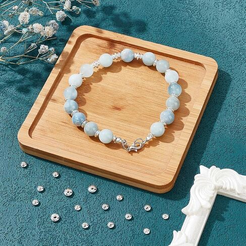 PH PandaHall 60pcs 925 Sterling Silver Spacer Beads, 3 Sizes Flat Round Rondelle Slice Beads 3/4/5x2mm Disc Beads Metal Large Hole Beads for DIY Jewelry Earrings Bracelets Necklace Crafts Making in Saudi Arabia