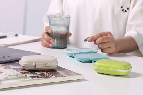 MEACOLIA 3 Pack 8 Compartments Travel Pill Organizer Moisture Proof Small Pill Box for Pocket Purse Daily Pill Case Portable Medicine Vitamin Holder Container (Red, Yellow, Dark Blue) in Kuwait