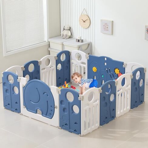 Baby Playpen,for Kids and Toddlers,Kids Activity Centre Safety Play Yard,Safety Gates for Indoor&Outdoor,Sturdy Baby Fence Area,Portable, Educational, and Safe Play Yard 18 Panels, Blue in Kuwait