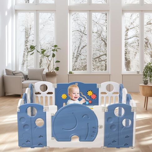 Baby Playpen,for Kids and Toddlers,Kids Activity Centre Safety Play Yard,Safety Gates for Indoor&Outdoor,Sturdy Baby Fence Area,Portable, Educational, and Safe Play Yard 18 Panels, Blue in Kuwait