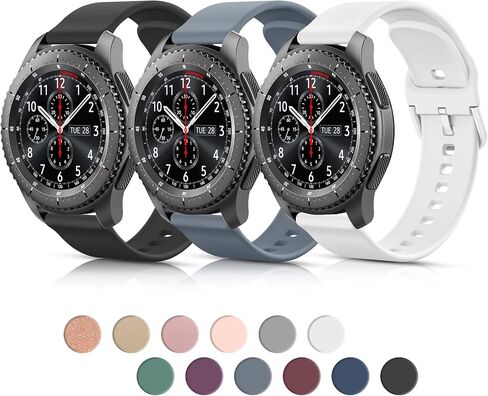 3 PACK Bands for Samsung Gear S3 Frontier/Classic Bands for Women Men, 22mm Soft TPU Sport Strap Replacement Band for Samsung Gear S3 Frontier/Gear S3 Classic Smartwatch in Saudi Arabia
