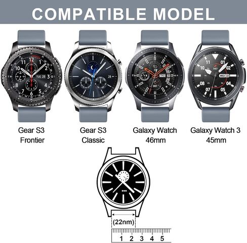 3 PACK Bands for Samsung Gear S3 Frontier/Classic Bands for Women Men, 22mm Soft TPU Sport Strap Replacement Band for Samsung Gear S3 Frontier/Gear S3 Classic Smartwatch in Saudi Arabia