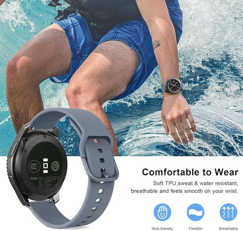3 PACK Bands for Samsung Gear S3 Frontier/Classic Bands for Women Men, 22mm Soft TPU Sport Strap Replacement Band for Samsung Gear S3 Frontier/Gear S3 Classic Smartwatch in Saudi Arabia