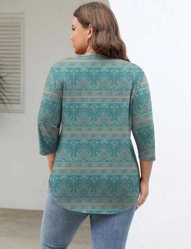 TFSDOD Womens Plus Size Tops V Neck T Shirts 3/4 Sleeve Blouse Summer Casual Tees XL-5X in Kuwait