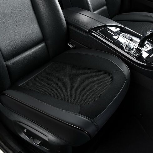 2 Pieces Faux Leather Breathable Front Car Seat Cover Universal Bottom Seat Cover Non-Slip Wrap Bottom Fits 95% Car SUV Pickup Truck(Black) in Saudi Arabia