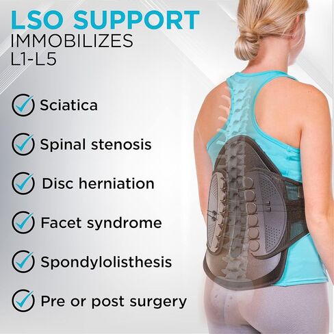 BraceAbility Lumbar Decompression Back Brace - Adjustable Semi-Rigid Lumbosacral Corset Belt for Discectomy, Laminectomy, Disc Injury, Back Muscle Spasms, Pre and Post Spine Surgery Protection (Large) in Saudi Arabia