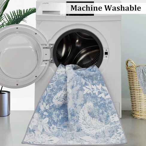 Washable Runner Rug 2x6 Hallway Runner Rug Colorful Throw Kitchen Runner Rug Modern Floral Rug Runner Long Laundry Room Runner Rug Floor Carpet for Living Room Bedroom Nursery, Red/Multi in Saudi Arabia
