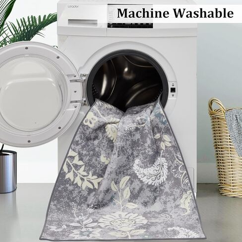 سجادة عداء قابلة للغسل مقاس 2 × 6 سجادة عداء المدخل سجادة ملونة للمطبخ سجادة عداء زهور حديثة سجادة طويلة لغرفة الغسيل سجادة أرضية لغرفة المعيشة وغرفة النوم والحضانة، أحمر/متعدد in Kuwait