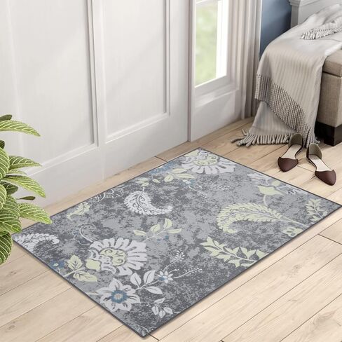 سجادة عداء قابلة للغسل مقاس 2 × 6 سجادة عداء المدخل سجادة ملونة للمطبخ سجادة عداء زهور حديثة سجادة طويلة لغرفة الغسيل سجادة أرضية لغرفة المعيشة وغرفة النوم والحضانة، أحمر/متعدد in Kuwait