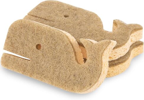 إسفنجات طبيعية 12 قطعة، إسفنجات تنظيف صديقة للبيئة للمطبخ، وسادات تنظيف نباتية قابلة للتحلل البيولوجي غير قابلة للخدش لتنظيف الأطباق، خالية من الرائحة، على شكل حوت in Kuwait