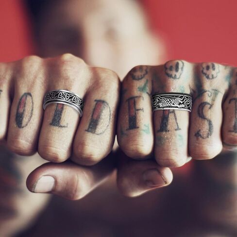 Rings for Men Celtic Knot Viking Signet Stainless Steel Anxiety Band Ring Biker Thumb Vintage Retro Gothic Party 4 PCS Set Size 7-12 in Saudi Arabia
