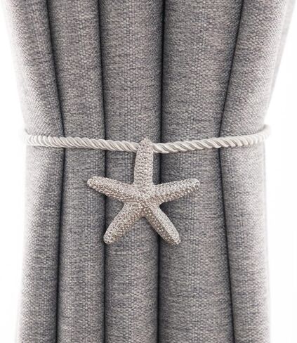 Magnetic Curtain Tiebacks Metal Starfish Magnetic Curtain Ties for Window Drapery, Tie Backs for Curtains, Decorative for Home (Silver Conch) in Saudi Arabia