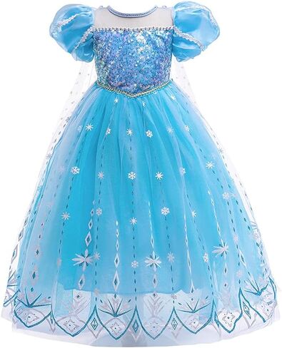 Girls Frozen Elsa Princess Fancy Dress Halloween Costume Christmas Birthday Pageant Party Evening Ball Gown in Saudi Arabia